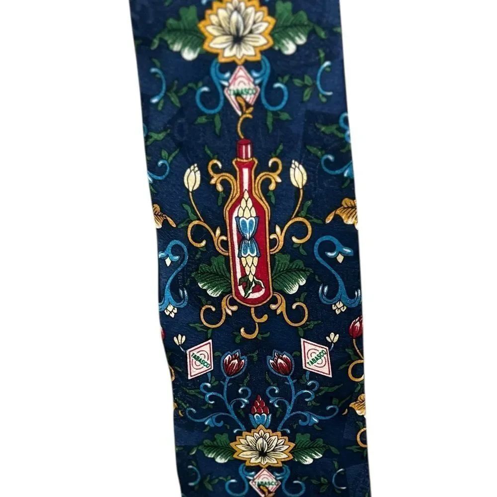 Tabasco 100% Silk Novelty Tie – Hot Sauce Bottle Pattern – Made in USA